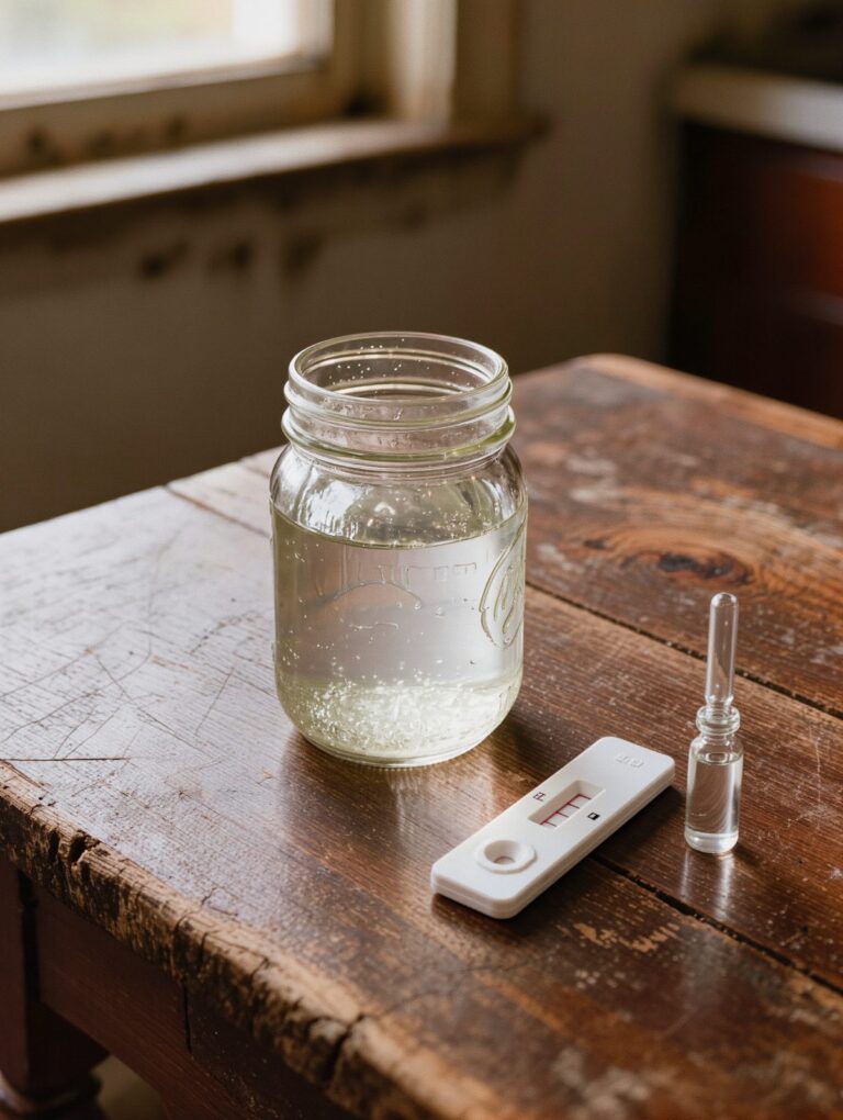 Jar of water with a test strip